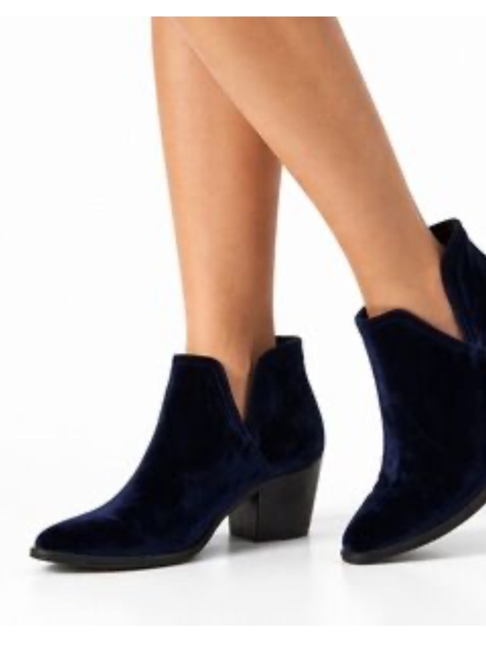 SUEDE Navy Blue Chelsea V Cutout Ankle Booties Size 8